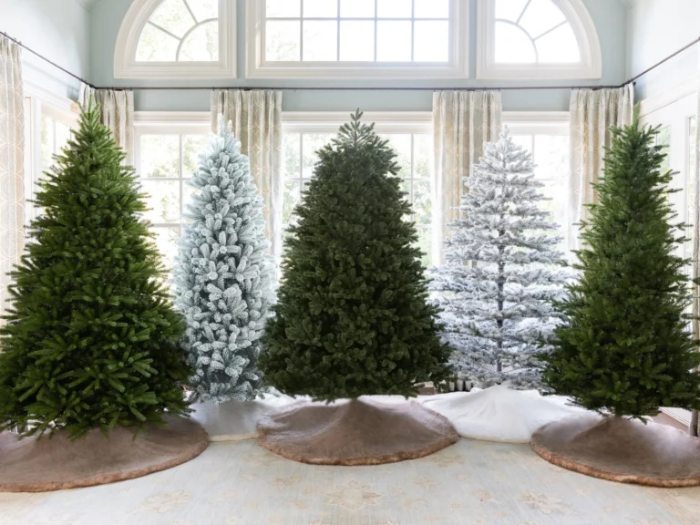 Versions of artificial Christmas tree at Christmas Jungle