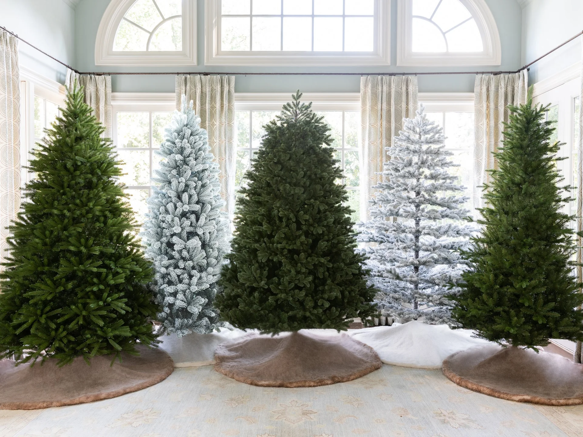 Versions of artificial Christmas tree at Christmas Jungle