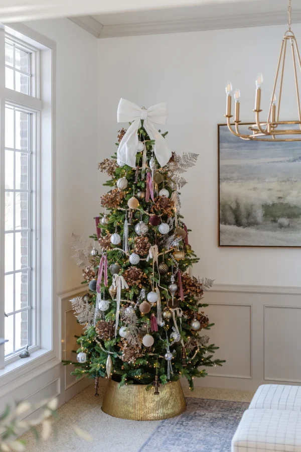 Alpine Fir Slim decorated and light up with led lights