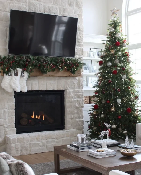 Alpine Fir slim decorated and as seen in home