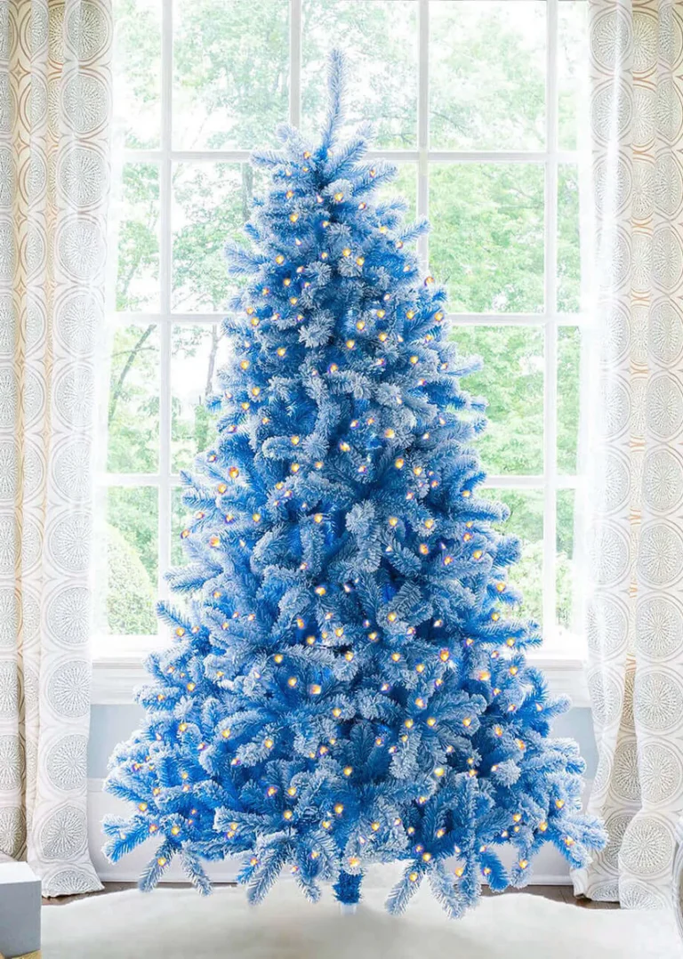 Blue Duchess Flock artificial Christmas tree led lit