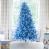 BlueDuchess1 6.5' Duchess Blue Flock Artificial Christmas Tree with 500 Warm White LED Lights