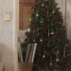 Cypress Spruce artificial Christmas tree decorated and as seen in home