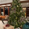 Cypress Spruce artificial Christmas tree decorated