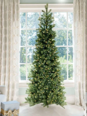 King Douglas Fir Slim artificial Christmas tree with led light