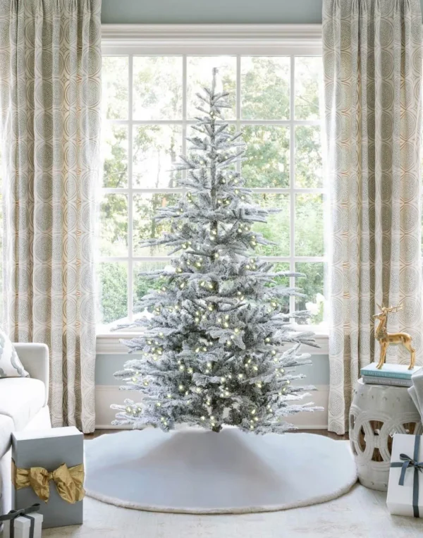 King Noble Flock artificial trees with LED lights