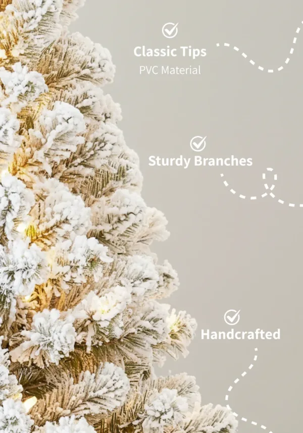Realistic Tips of Prince Flock Artificial Tree made from Blend of PVC and PE Material