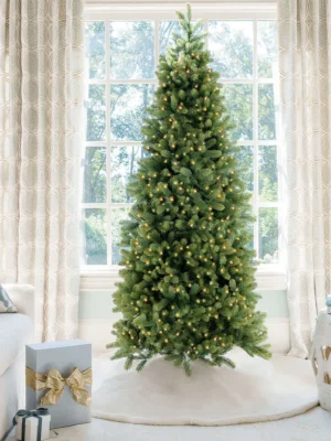 decorated Royal fir Slim artificial Christmas tree with led lights
