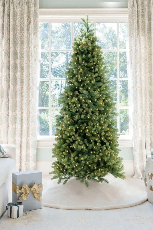 Royal-Fir-Slim-v2 decorated Royal fir Slim artificial Christmas tree with led lights