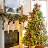 decorated Royal fir artificial Christmas tree in Home