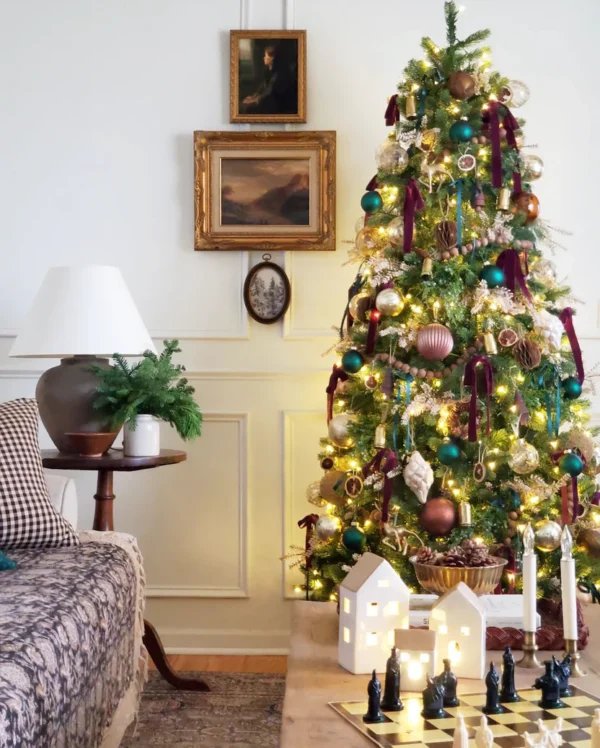 Royal_Fir_Slim_2 beautifuly decorated Royal fir slim artificial Christmas tree