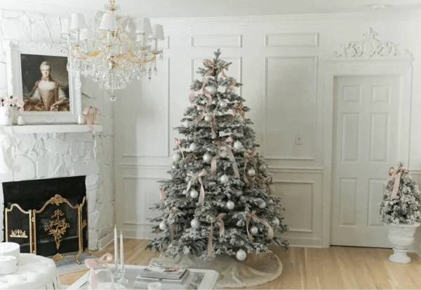 decorated Rushmore Artificial Christmas tree mounted in a home