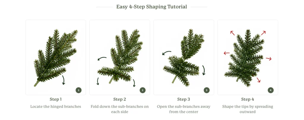 4 easy Steps of Shaping Artificial Christmas tree