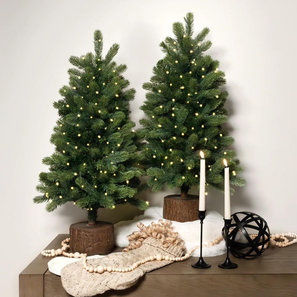 10' Alpine Fir Slim Artificial Christmas Tree 1000 Warm White LED Lights