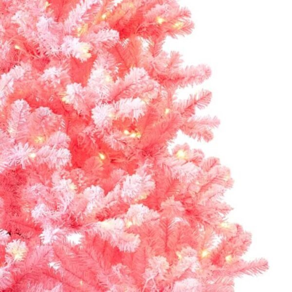 Pink Duchess Flock artificial Christmas led lit