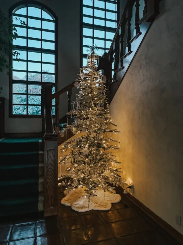king noble flocked trees styled for the season