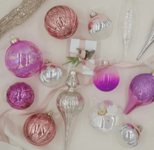 Elegant 30 Piece Purple Glace Ornaments