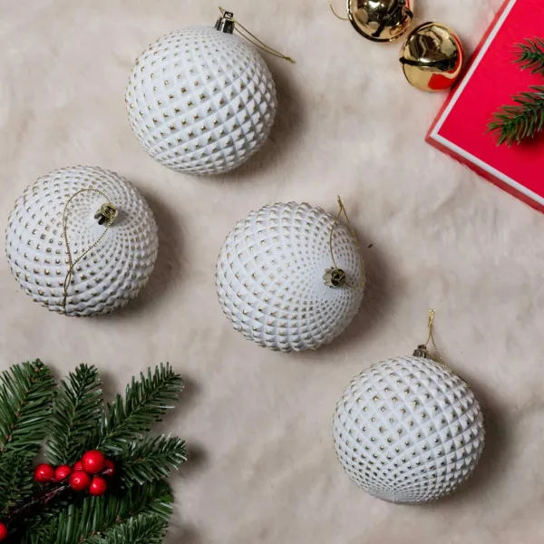 View of 4 pack White Diamond Ornament available at Christmas Jungle