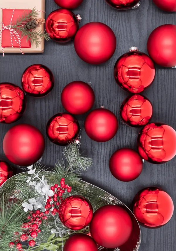 beautiful view of 24 pack Red Essential Glass Ornaments