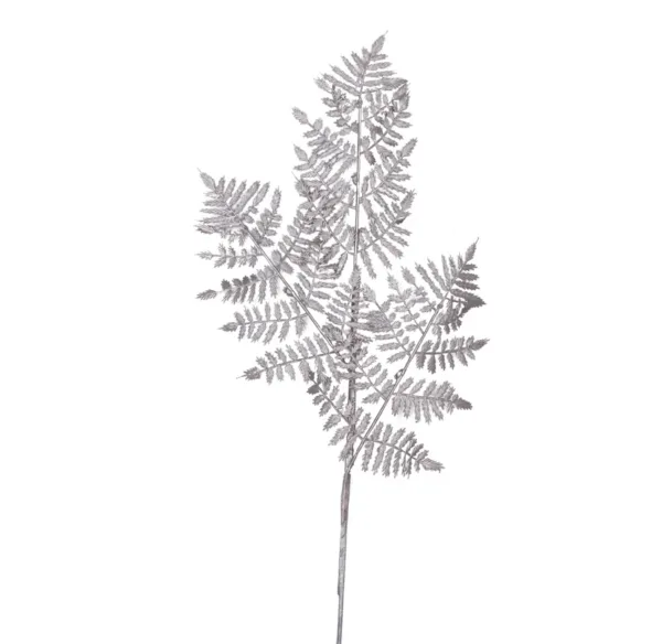 Single artificial Rosegold Leaf Pick stem featuring detailed fern fronds on a white background.