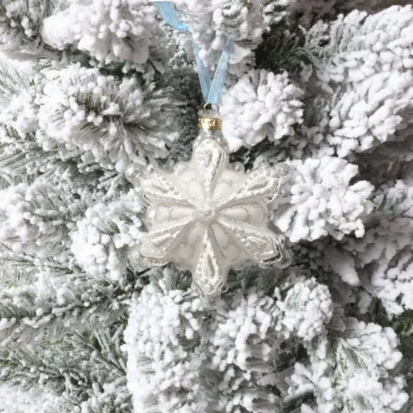 SNOWLAKE_ON_FlLOCK_Tree Snowflake Glass Ornament (4 Pack)