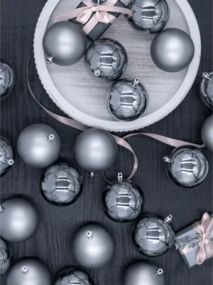 silver shatterproof ornaments 48 pack
