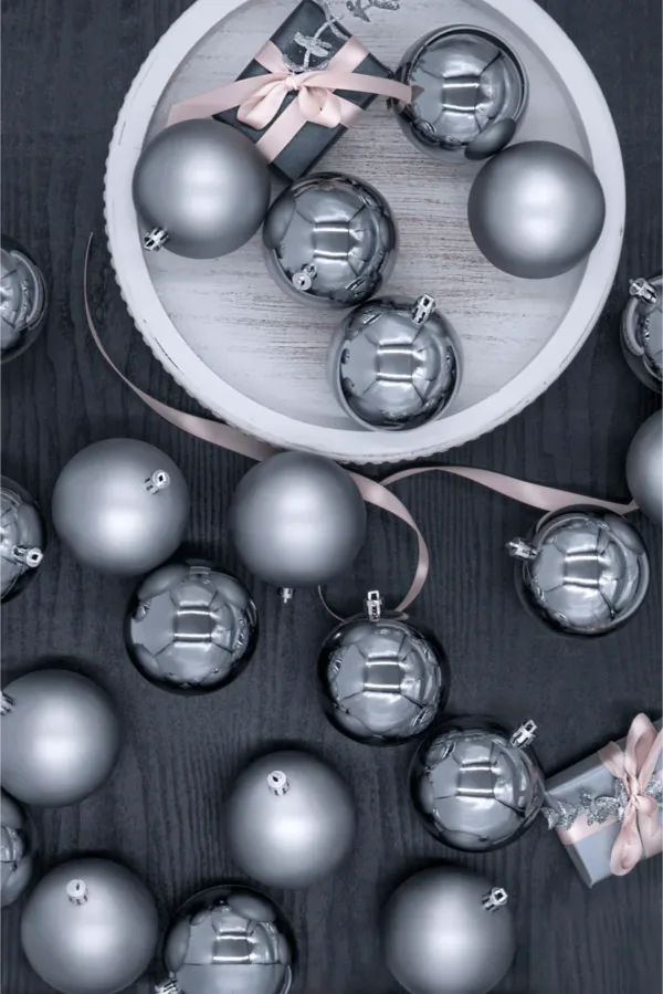 SilverShatterproof silver shatterproof ornaments 48 pack