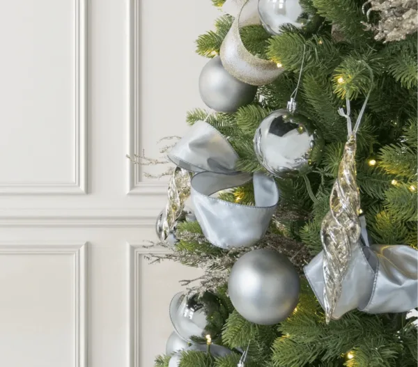 SilverShatterproof1 silver shatterproof ornaments 48 pack on fir Artificial Christmas Tree
