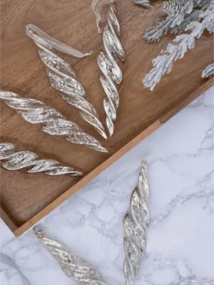 view of Silver Twists Glass Ornament Set (6 Pack) available at Christmas Jungle