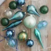 view of Snow Flake glass ornaments set(blue)