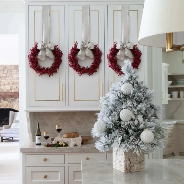 The beauty of White diamond on flock artificial Christmas tree