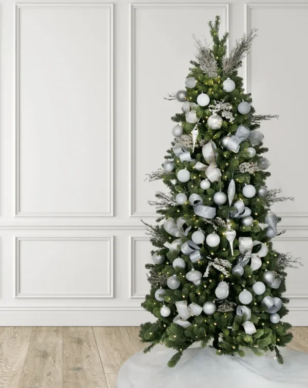 WhiteShatterproofornaments1 White Shatter proof ornaments on Fir Artificial Christmas tree