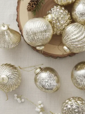a view of Gold Accents Glass Ornament available at Christmas jungle