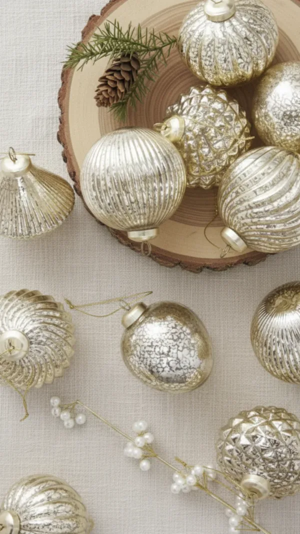 a view of Gold Accents Glass Ornament available at Christmas jungle