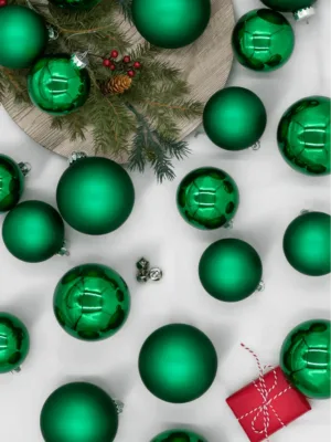 view of Christmas Jungle 24 pack Green Essential Glass Ornaments