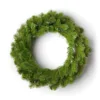 Unlit King Douglas Fir Wreath featuring natural green pine needles on a plain white background.