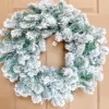 kingFlockwreath4 36" King Flock® Wreath with Warm White LED Lights (Plug Operated)